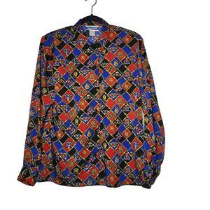 Vintage 90's Pendleton Womens Printed Button-Down Collared Blouse Size 10 Career